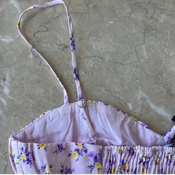 ZARA Floral Bustier Top (small, pink/purple) - Picture 3 of 4